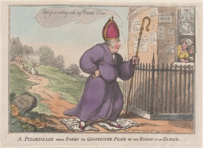 رحلة حج من Surry إلى Gloucester Place أو The Bishop in Extacy ، 27 فبراير 1809. بواسطة توماس رولاندسون
