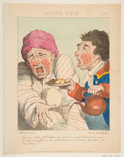 الألم الحاد Le Brun Travested ، أو كاريكاتير العواطف ، 21 يناير 1800. بواسطة توماس رولاندسون
