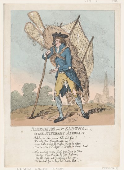 أيروستيشن في Elbows ، أو The Itinerant Aeronaut ، 5 سبتمبر 1785. ، 5 سبتمبر 1785. بواسطة توماس رولاندسون