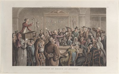 مزاد للآثار في أفينيون ، من Journal of Sentimental Travels in the Southern Provinc ... ، 1821. بواسطة توماس رولاندسون