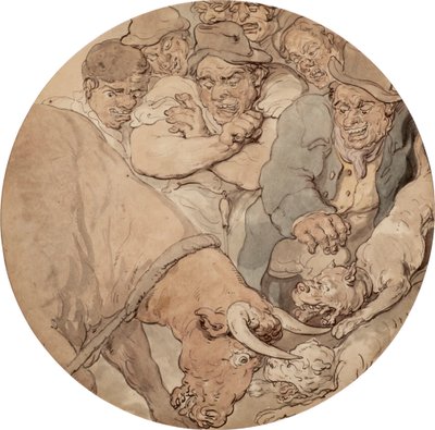 اصطياد الثيران في عام 1810 (مطبوعة حجرية) بواسطة توماس رولاندسون