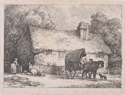 كوخ مع عربة وخنازير ، 1783-89. ، 1783-89. بواسطة توماس رولاندسون