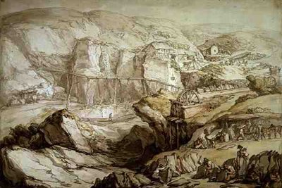 Delabole Slate Quarry (قلم وحبر وألوان مائية وقلم رصاص على ورق Whatman) بواسطة توماس رولاندسون