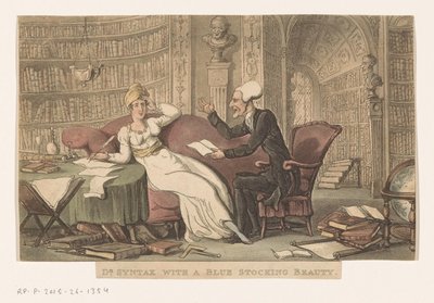 دكتور النحو مع امرأة في المكتبة دكتور. بناء الجملة مع جمال تخزين أزرق (العنوان على الكائن) بواسطة توماس رولاندسون