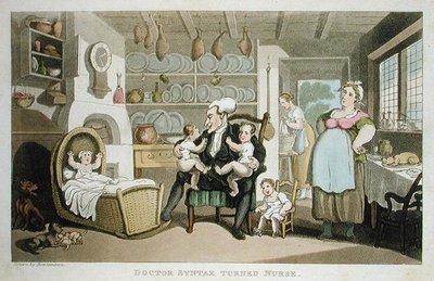 تحول دكتور سينتاكس إلى ممرضة ، من 'The Tour of Dr Syntax in search of the Picturesque' ، بقلم ويليام كومب ، المنشور عام 1812 (aquatint) بواسطة توماس رولاندسون