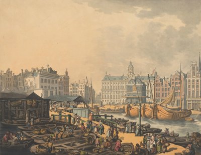 سد فيج ، مع جزء من سوق السمك في أمستردام ، 1797. بواسطة توماس رولاندسون