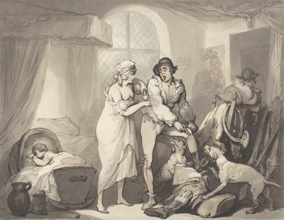 الساعة الرابعة في البلد ، حوالي 1788-90 (جرافيت وقلم وحبر وألوان مائية على ورق) بواسطة توماس رولاندسون