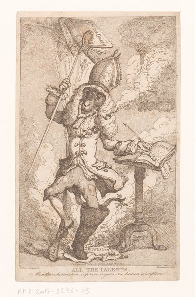 Frontispiece voor 'All the Talents' van 'Polypus' (ES Barrett) ، 1807 جميع المواهب (العنوان على الكائن) بواسطة جون ستوكديل