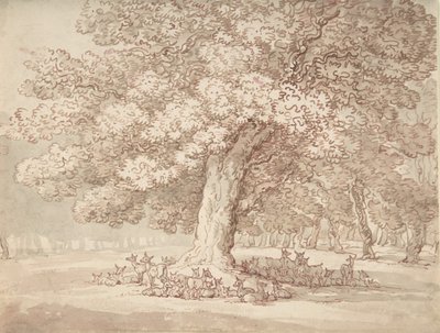 قطيع من الغزلان تحت شجرة بلوط ، 1775-1827. بواسطة توماس رولاندسون
