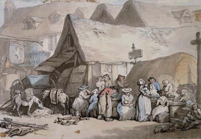 هونيتون ، ديفون: أحذية وقبعات للبيع خارج The Lion Inn ، بواسطة توماس رولاندسون