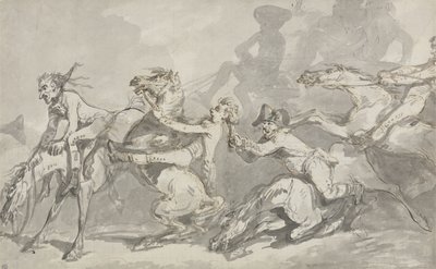 اصطدام الفرسان ، 1785-90 (قلم وحبر مع غسيل بني على ورق) بواسطة توماس رولاندسون