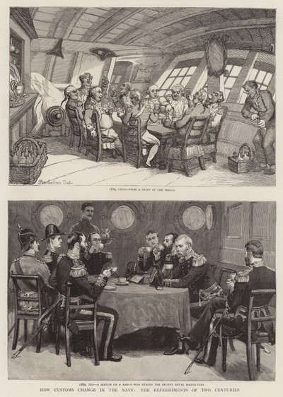 كيف تتغير الجمارك في البحرية ، ومرطبات قرنين بواسطة Thomas Rowlandson