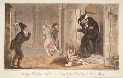 جيمي جوردون فروليك ، أو كامبريدج جامبولز في بيتر هاوس ، من The English Spy ، حانة. 1824 (نقش يدوي) بواسطة توماس رولاندسون
