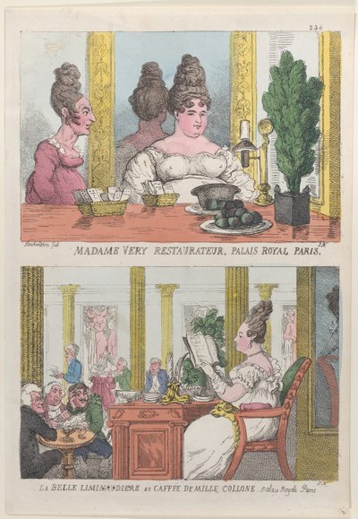 Madame Very Restauranteur ، Palais Royal Paris و La Belle Liminaudiere في Caffee De Mille ... ، 1814. بواسطة توماس رولاندسون