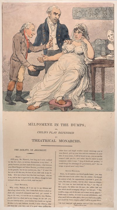 Melpomene in the Dumps ، أو مسرحية الطفل التي دافع عنها Theatrical Monarchs ، 1804. ، 1804. بواسطة توماس رولاندسون