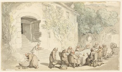مطاعم الرهبان في الخارج (الوجه الأيمن)؛ شارع القرية (الظهر) بواسطة توماس رولاندسون
