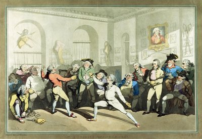 أكاديمية السيد أنجلو للمبارزة ، نقشها تشارلز روزنبرغ ، 1791 (ألوان مائية يدوية) بواسطة توماس رولاندسون