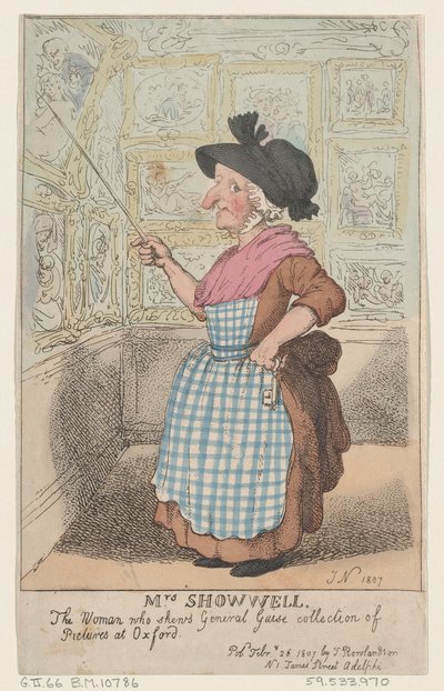 السيدة شويل ، المرأة التي تعرض مجموعة صور لجنرال جيز في O ... ، 26 فبراير ، 1807. بواسطة توماس رولاندسون