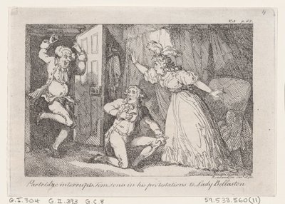 يقاطع بارتريدج توم جونز في احتجاجاته أمام السيدة بيلستون ، من كتاب The History o ... ، 1792. بواسطة توماس رولاندسون