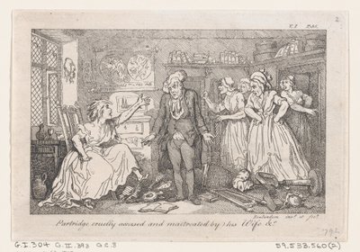 اتهم الحجل بقسوة وسوء المعاملة من قبل زوجته ، من تاريخ توم جونز ، أحد ... ، 1792. بواسطة توماس رولاندسون