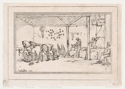 الحذاء: The Village Forge A Farrier's Shop ، 1787. ، 1787. بواسطة توماس رولاندسون