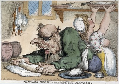 Sick man preparing the meal - Cartoon by Rowlandson بواسطة توماس رولاندسون