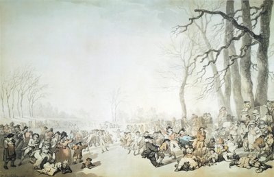 "Skaters on the Serpentine" ، مدينة وستمنستر ، لندن ، 1786. بواسطة توماس رولاندسون
