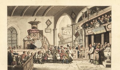 Sunday service in an country church, Regency Era بواسطة توماس رولاندسون