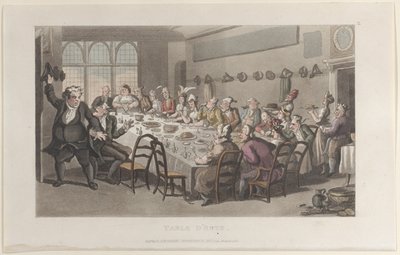 Table d'Hote ، من مجلة الرحلات العاطفية في المقاطعات الجنوبية لفرنسا ، Sh ... ، 1821. بواسطة توماس رولاندسون