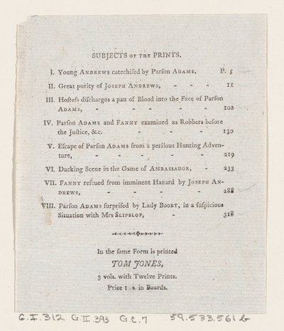 جدول المحتويات: مغامرات جوزيف أندروز وصديقه السيد أبراهام آدمز ، 1792. ، 1792 بواسطة توماس رولاندسون