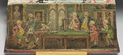 "كتاب الصلاة المشتركة" ، تفاصيل لوحة مقدمة "لعبة بلياردو" ، 1772 بواسطة توماس رولاندسون