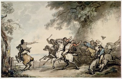 The Chase of the Highwayman، c.1790 (قلم ، حبر ، مرحاض وقلم رصاص على ورق) بواسطة توماس رولاندسون