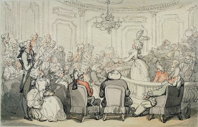الحفلة الموسيقية ، من "مشاهد في باث" ، حوالي 1795-1800 (ألوان مائية وقلم وحبر على ورق مثبت على الحامل) بواسطة توماس رولاندسون