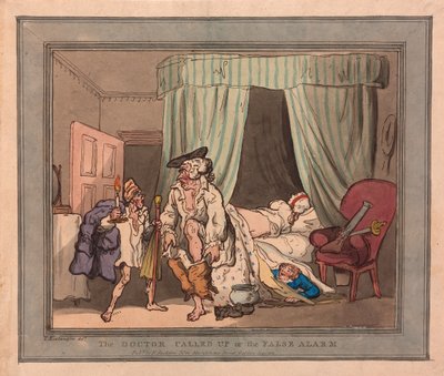 استدعاء الطبيب أو الإنذار الكاذب ، الحانة. 1786 (نقش ملون) بواسطة توماس رولاندسون