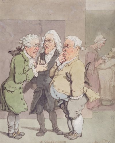 استشارة الطبيب ، 1815-1820 (قلم وحبر ومرحاض على الجرافيت على ورق) بواسطة توماس رولاندسون