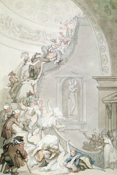 معرض "Stare-Case" ، Somerset House ، حوالي 1800 (ألوان مائية مع طلاء رمادي وبني على ورق) بواسطة توماس رولاندسون