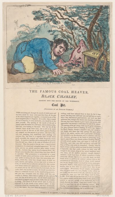 الفحم الأسود تشارلي الشهير بحفر الفحم ينظر إلى فم الرائع ... ، 25 فبراير 1805. بواسطة توماس رولاندسون