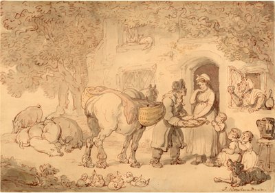 بائع الأسماك ، حوالي 1775-1800 (ألوان مائية وحبر) بواسطة توماس رولاندسون