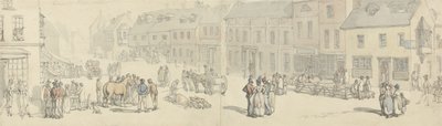 الطريق السريع في يوم السوق ، نيوبورت ، جزيرة وايت ، c.1797-1800 (قلم وحبر ومرحاض على ورق) بواسطة توماس رولاندسون