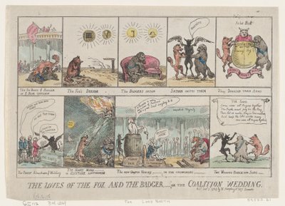 The Loves of the Fox and The Badger ، أو حفل زفاف التحالف. ، 7 يناير 1784 ، 7 يناير 1784. بواسطة توماس رولاندسون