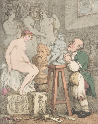 النحات [الاستعدادات للأكاديمية ، جوزيف نولكنز وفينوس القديم] ، كاليفورنيا. 1800. ، كاليفورنيا. 1800 بواسطة توماس رولاندسون