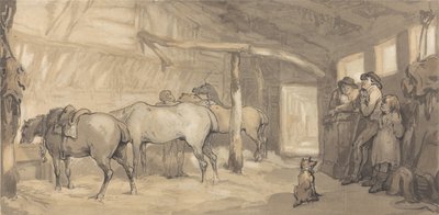 The Stable of an Inn ، حوالي عام 1790 (جرافيت وقلم وحبر وألوان مائية على ورق) بواسطة توماس رولاندسون