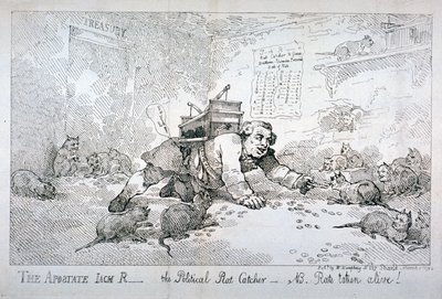 المرتد جاك آر - صائد الفئران السياسي - ملحوظة. فئران أُخذت على قيد الحياة! '، 1784. بواسطة توماس رولاندسون