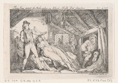 توم جونز يكتشف الفيلسوف في غرفة نوم بلاك مولز ، تاريخ توم جونز ، ... ، 1792. بواسطة توماس رولاندسون