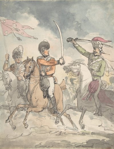 دراسة غير مستخدمة للوحة لتمرين هنغاريا و Highland Broadsword 12 فبراير 1799 ، حوالي 1799. بواسطة توماس رولاندسون.