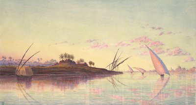 منظر على النيل بالقرب من القاهرة ، كاليفورنيا. 1855. بواسطة توماس سيدون