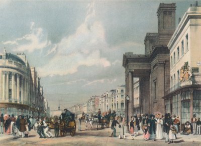 منظر لشارع ريجنت يتطلع نحو الربع مع كنيسة هانوفر في المقدمة ، 1842 بواسطة توماس شوتر بويز