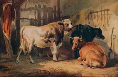 ثور وثلاث بقرات في اسطبل ، c1856 بواسطة توماس سيدني كوبر