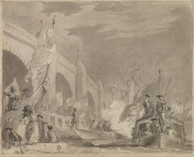 جسر وستمنستر والبارجة الملكية (البارجة الملكية وويستمنستر) بواسطة Thomas Stothard