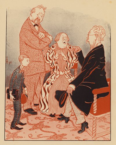 ناظر المدرسة يشرح لوالدي صبي سبب طرده من المدرسة (صورة حجرية ملونة) بواسطة توماس ثيودور هاينه
